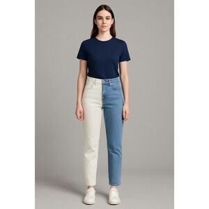 Hollister Jeans Juniors 5 Blue White Denim Ultra High Rise Mom